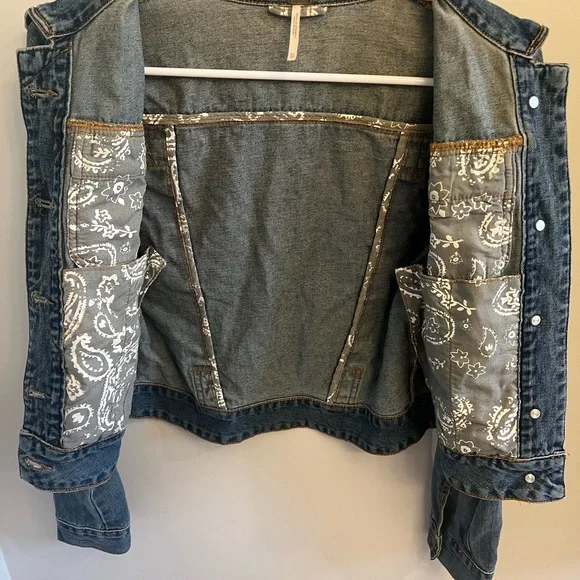 Free People Fitted Denim Jacket Indigo Size Extra Small XS - Picture 14 of 15